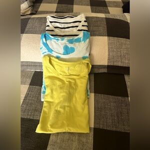 Amazon Essentials Women's Tops - Striped Black, Blue Tie-Dye, Yellow